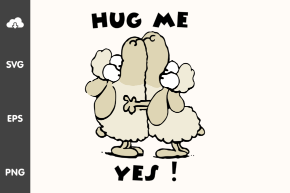 Best Friends Sheeps Hugging Clipart for Crafts