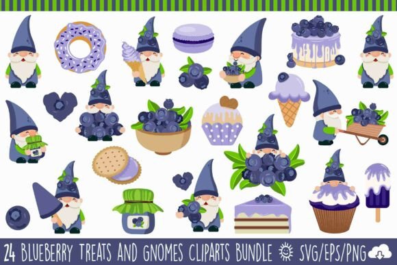 Blueberry Treats Gnome Graphics & Illustrations