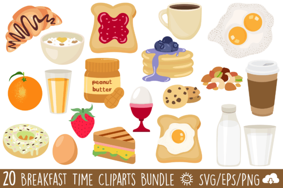 Brunch Breakfast Clipart: Graphics & Illustrations