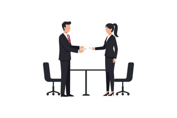Business People Exchanging Cards Mini Graphics