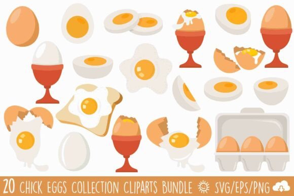Chick Eggs Clipart: Graphics & Illustrations