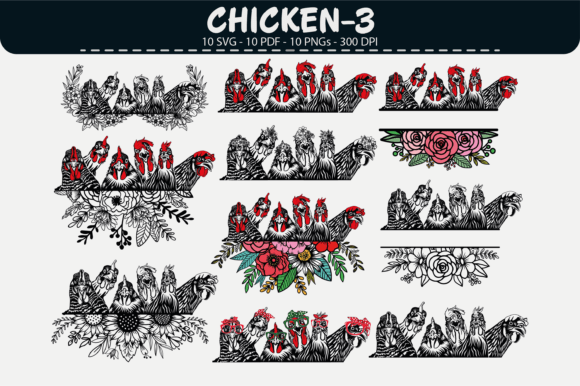 Chicken Group Clipart Graphics & Illustrations