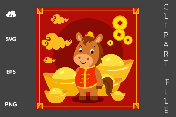 Chinese New Year Horse Graphics & Illustrations