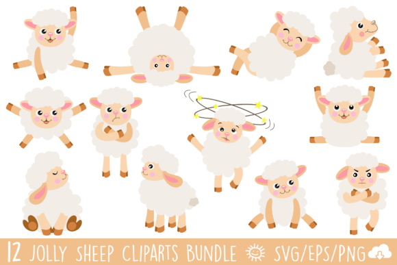 Cute Jolly Sheep Vector Graphics & Illustrations