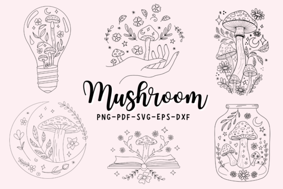Floral Mushroom Bundle: Graphics & Illustrations