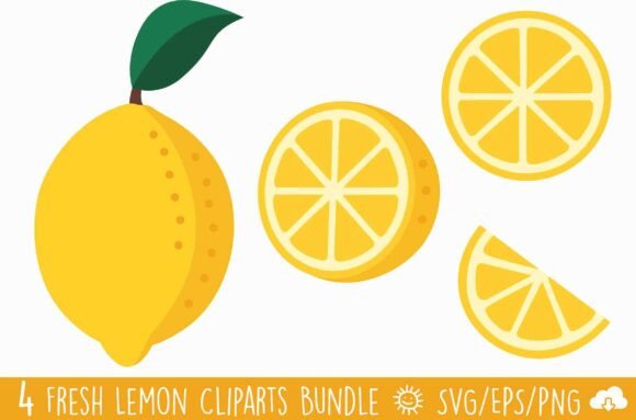 Fresh Lemon Clipart Bundle: Graphics and Illustrations