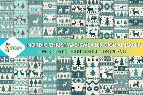 Nordic Christmas Sweater Digital Paper Graphics