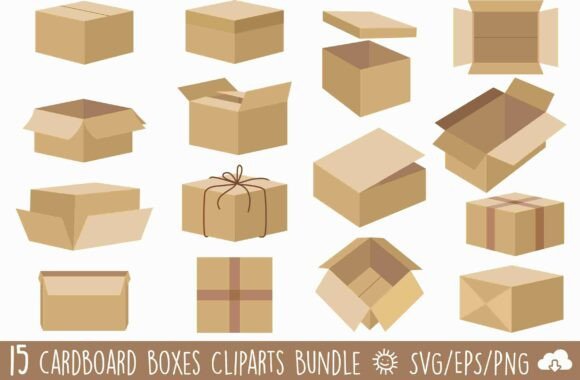 Packaging Cardboard Box Vector Bundle: Graphics and Illustrations