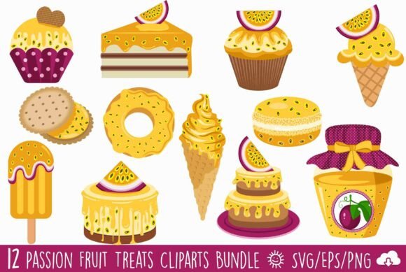 Passion Fruit Treats Clipart Bundle: Vibrant Graphics and Illustrations