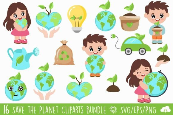 Save the Planet Vector Clipart Bundle: Graphics and Illustrations