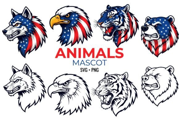 USA Flag Patriotic Animal Mascots SVG: Bold Graphics & Illustrations